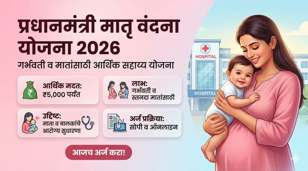 प्रधानमंत्री मातृ वंदना योजना 2026 : ₹11,000 आर्थिक मदत, पात्रता, अर्ज प्रक्रिया व लाभ संपूर्ण माहिती